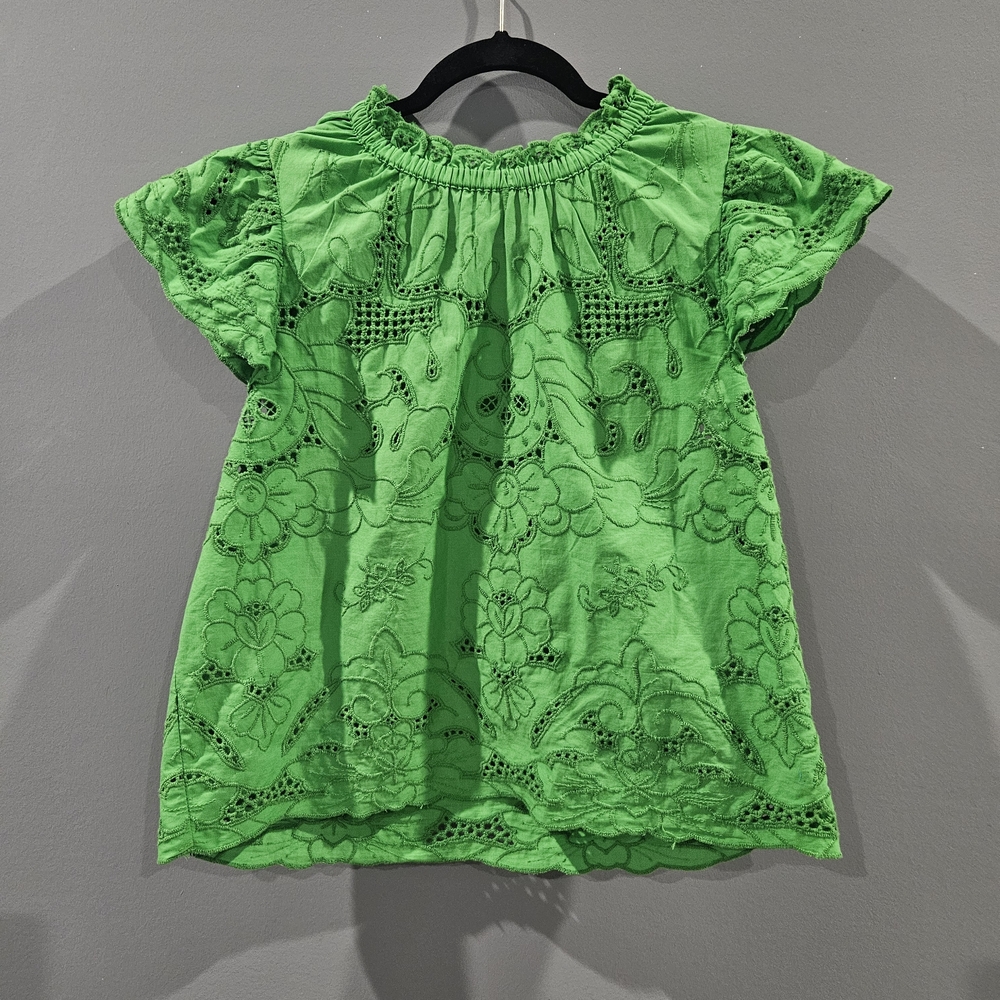 Chic Green Floral Blouse